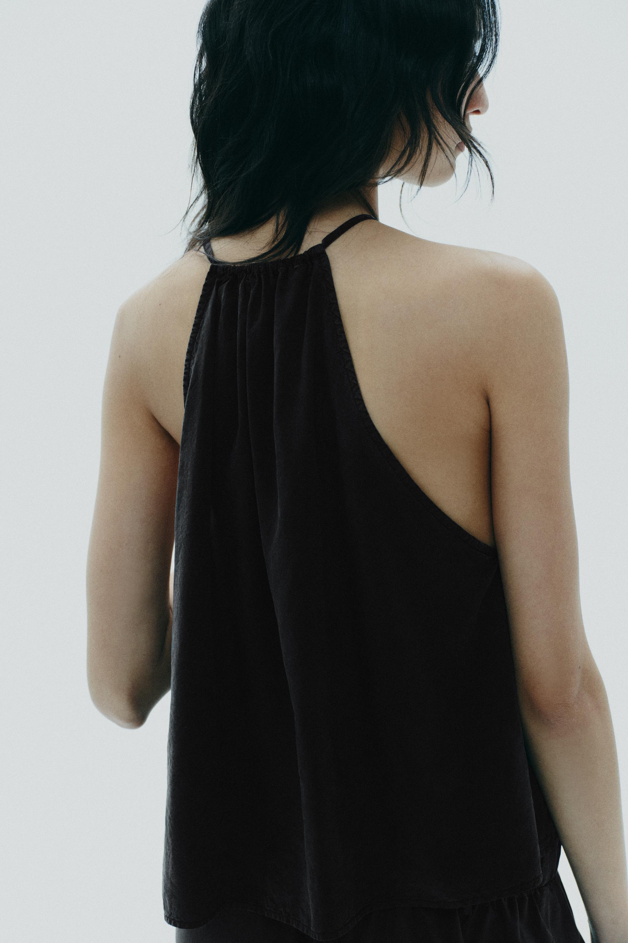 SALSATION トップス サイズXS SATIN EFFECT HALTER TOP - Light yellow | ZARA United States