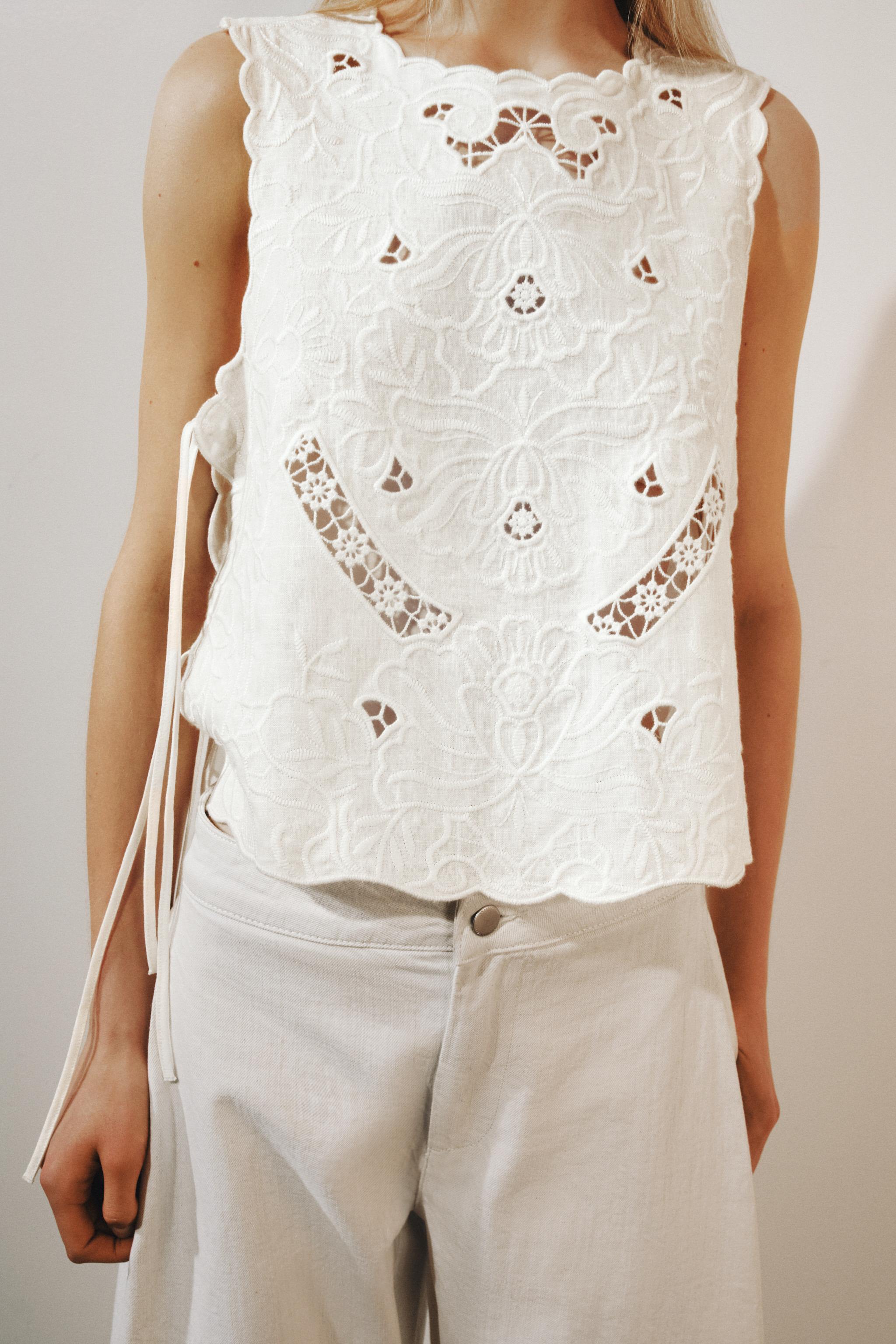 ZW COLLECTION EMBROIDERED SHIRT — White
