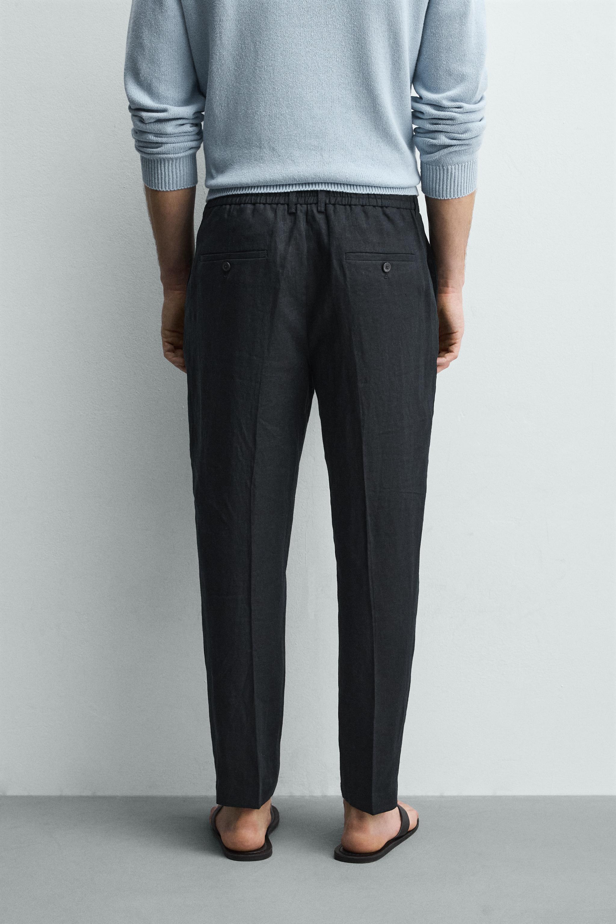 100% LINEN REGULAR FIT PANTS - thumbnail 3