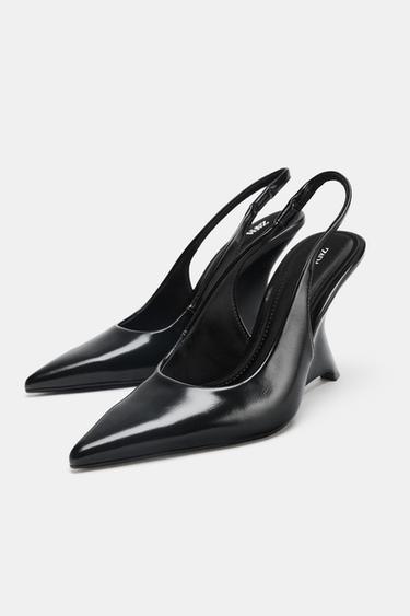 CHAUSSURES À TALONS COMPENSÉS OUVERTES À L'ARRIÈRE - Noir de Zara - Image 4