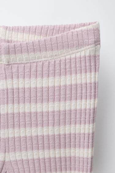ENSEMBLE T-SHIRT ET LEGGING FLARE CÔTELÉ À RAYURES - Mauve clair de Zara - Image 3