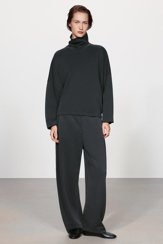 WASHED INTERLOCK TROUSERS - Charcoal by Zara - Image 0
