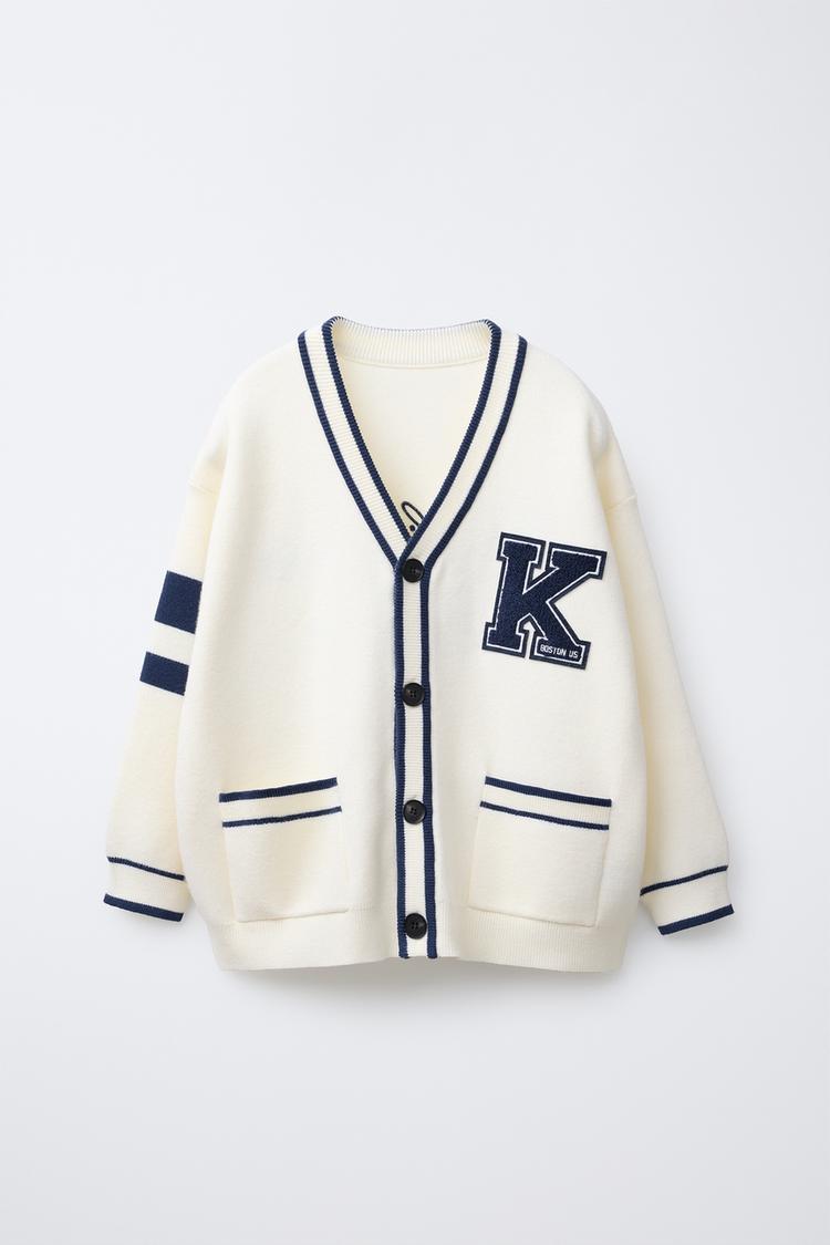 VARSITY KNIT CARDIGAN Electric blue ZARA Singapore