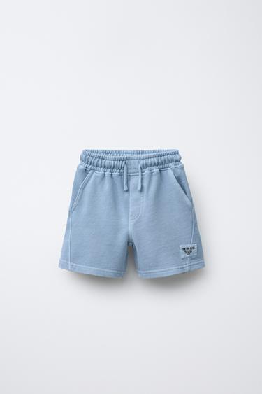 PLUSH BERMUDA SHORTS WITH LABEL - Light blue by Zara