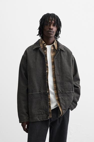 CHAQUETA DENIM BOLSILLOS - Marrón oscuro de Zara