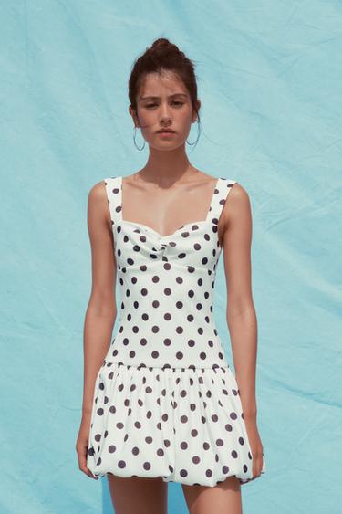 ROBE À POIS BALLON - Blanc de Zara