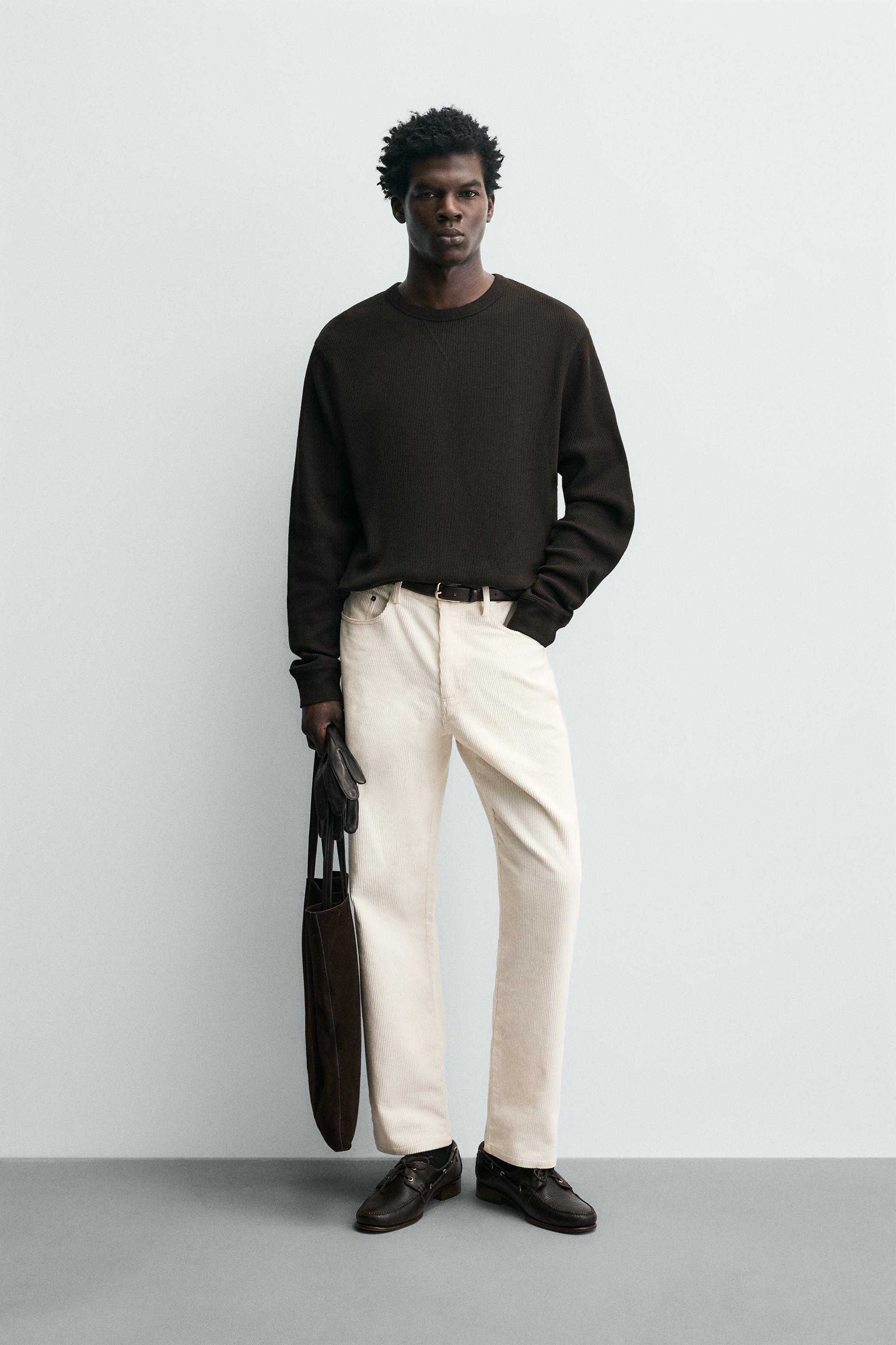 ワッフルニットTシャツ - ブラウン | ZARA Japan / 日本