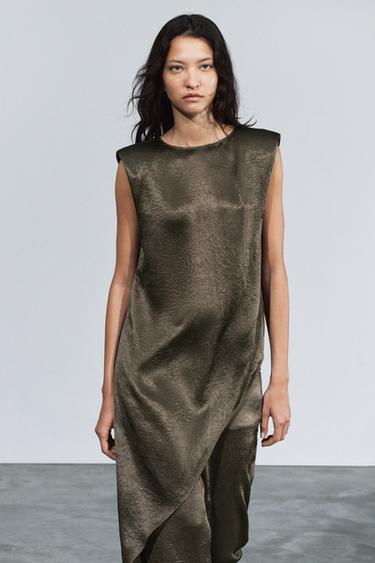 ZW COLLECTION SATIN TOP — Dark green 1