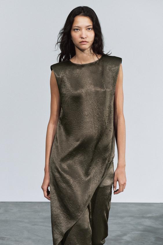 TOP SATINÉ ZW COLLECTION - Vert foncé de Zara - Image 1