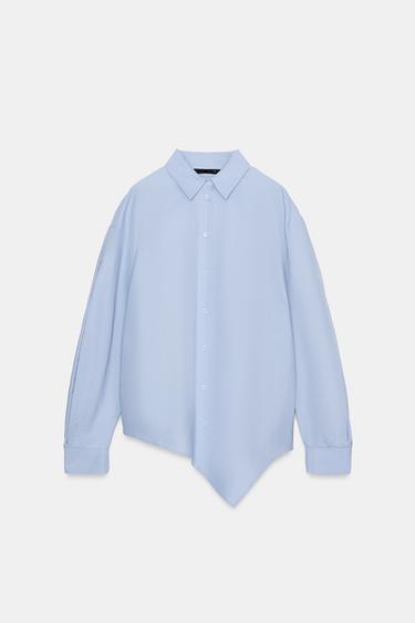 ASYMMETRIC OXFORD SHIRT - Blue by Zara