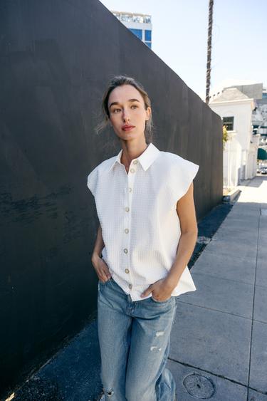 PUFF SLEEVE SHIRT - White by Zara
