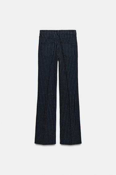 ZW COLLECTION HIGH-WAIST FLARE STRIPED JEANS - Blue by Zara - Image 4