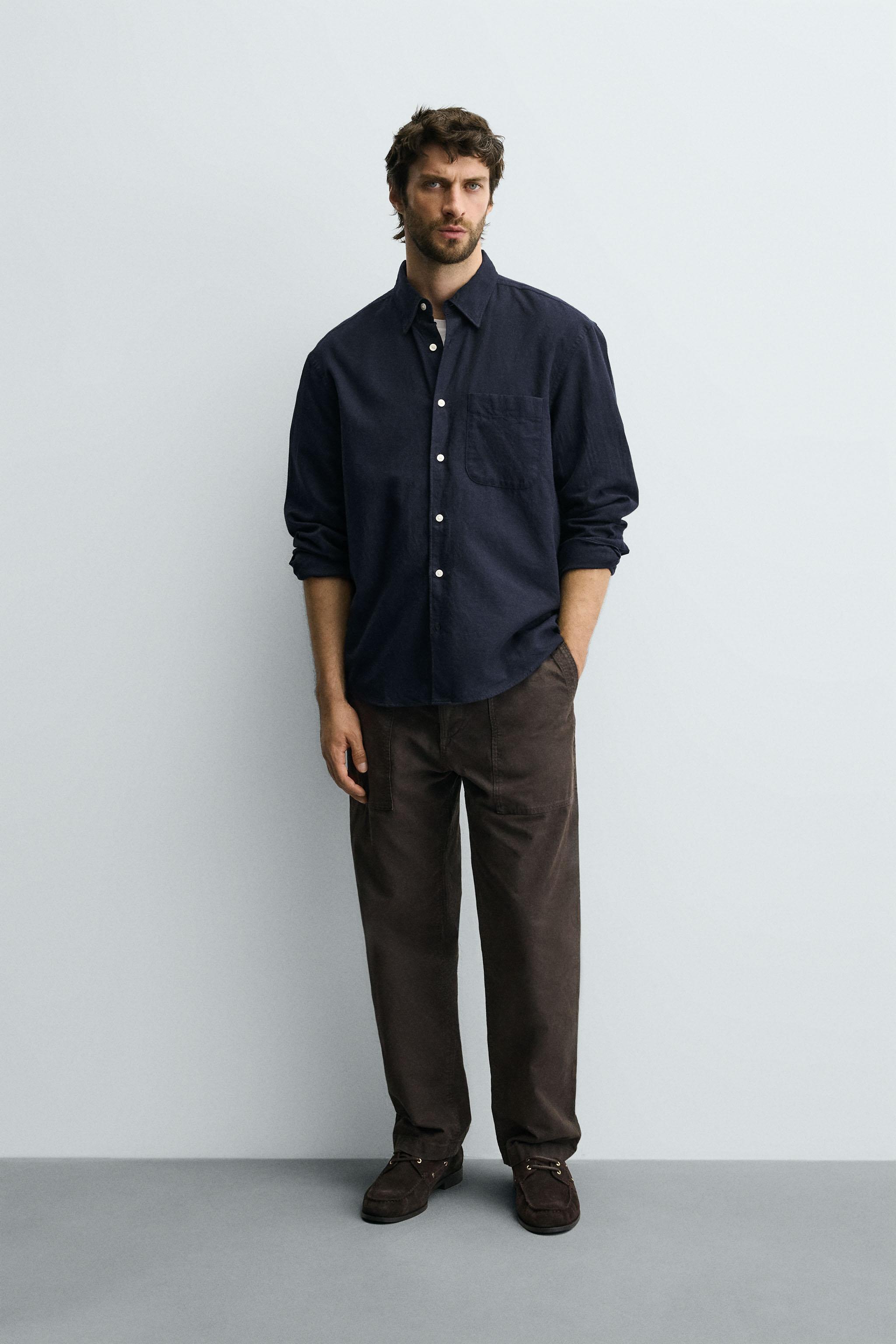 CHECKED FLANNEL SHIRT - Navy blue | ZARA South Africa