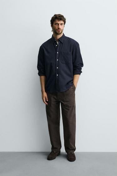 CHECKED FLANNEL SHIRT - Navy blue by Zara - Image 0