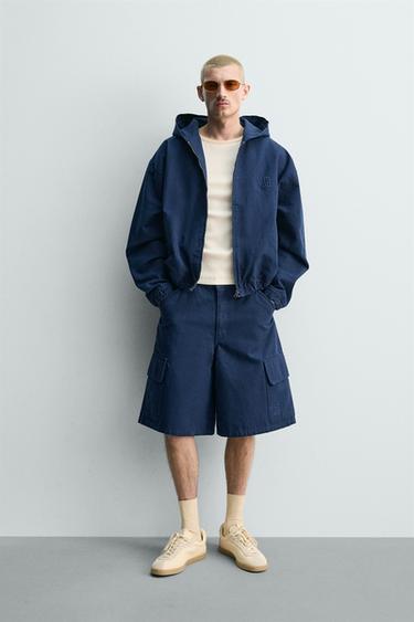 BAGGY FIT CARGO BERMUDA SHORTS WITH PATCH - Blue by Zara - Image 0