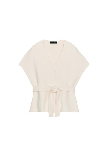Zara KNIT BELT VEST - Ecru