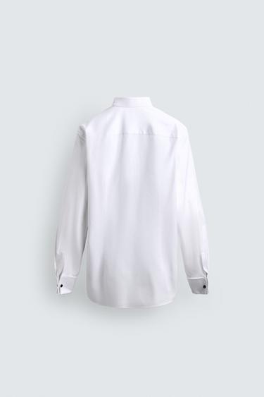 CHEMISE SMOKING À POIGNETS MOUSQUETAIRES - Blanc de Zara - Image 7