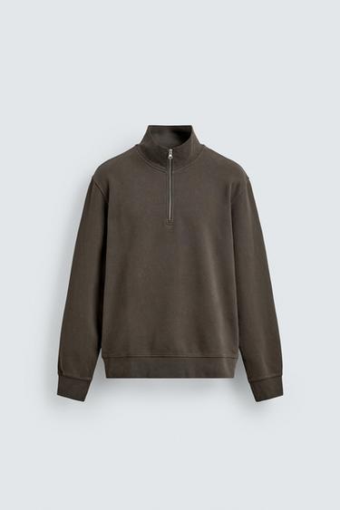 SUDADERA LAVADA CUELLO CREMALLERA - Gris antracita de Zara - Imagen 0