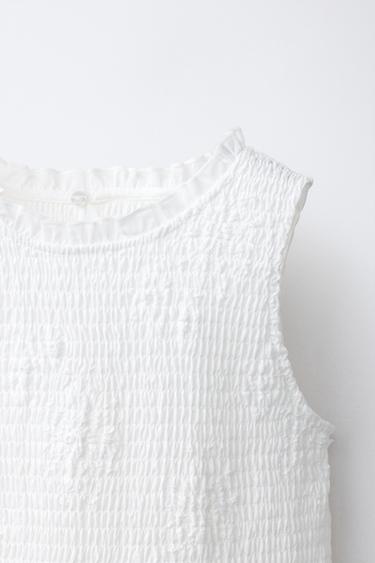 ROBE À VOLANTS ET FLEURS BRODÉES - Blanc de Zara - Image 2