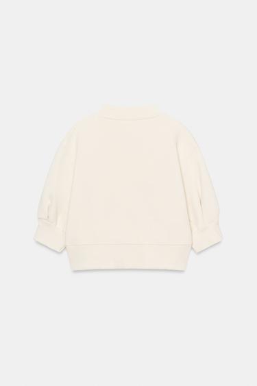 CROPPED VOLUME SWEATSHIRT - Ecru by Zara - Image 4