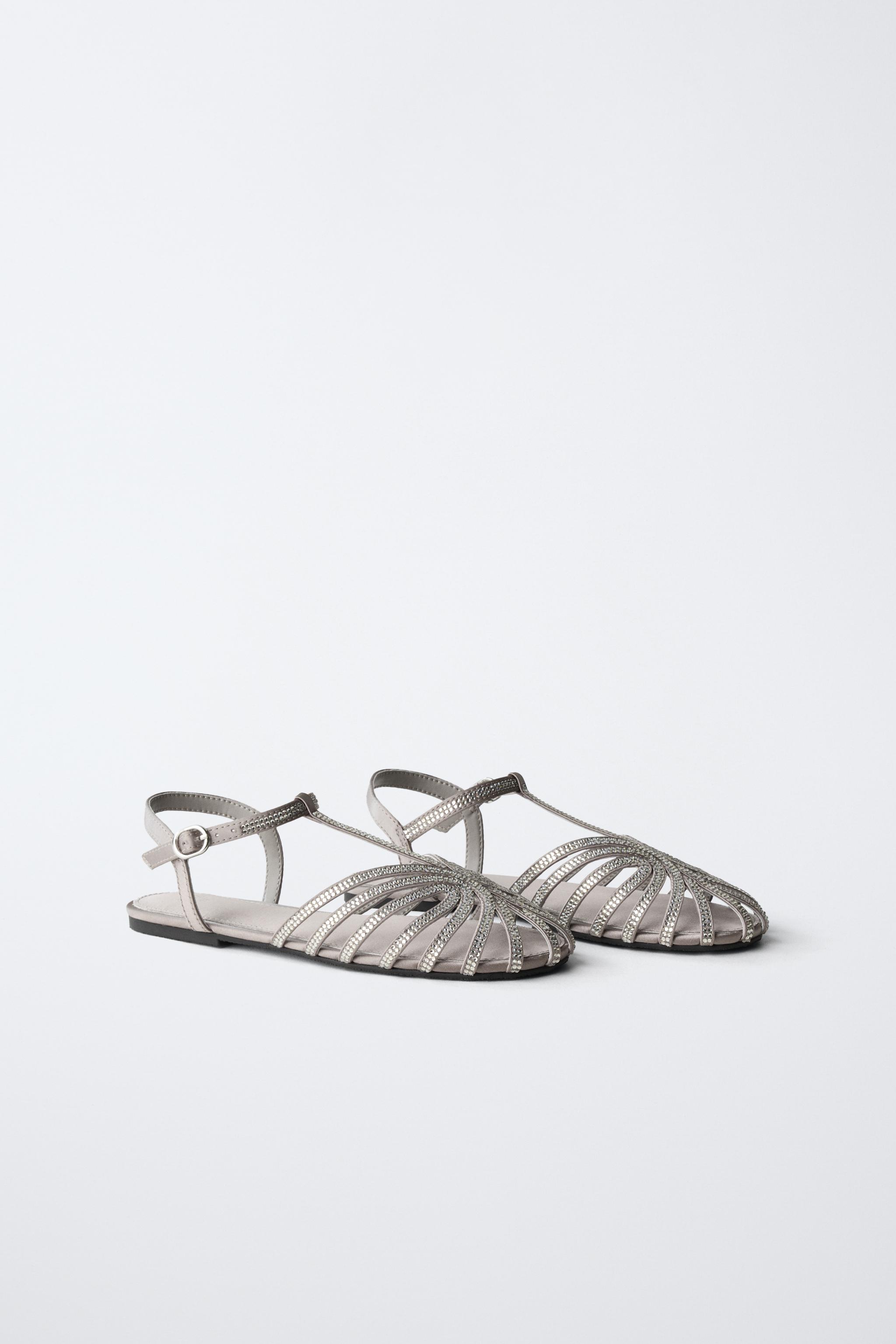 SPARKLY CAGE SANDALS — Silver