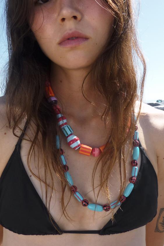 PACK OF 2 STRIPED BEAD NECKLACES from Zara - $49.90