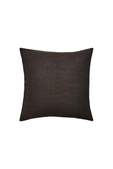 Zara GATHERED QUILT THROW PILLOW COVER - Dark brown