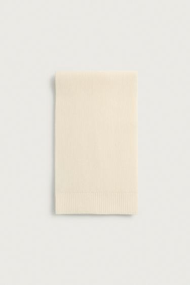 100% WOOL KNIT SCARF — Ecru 1