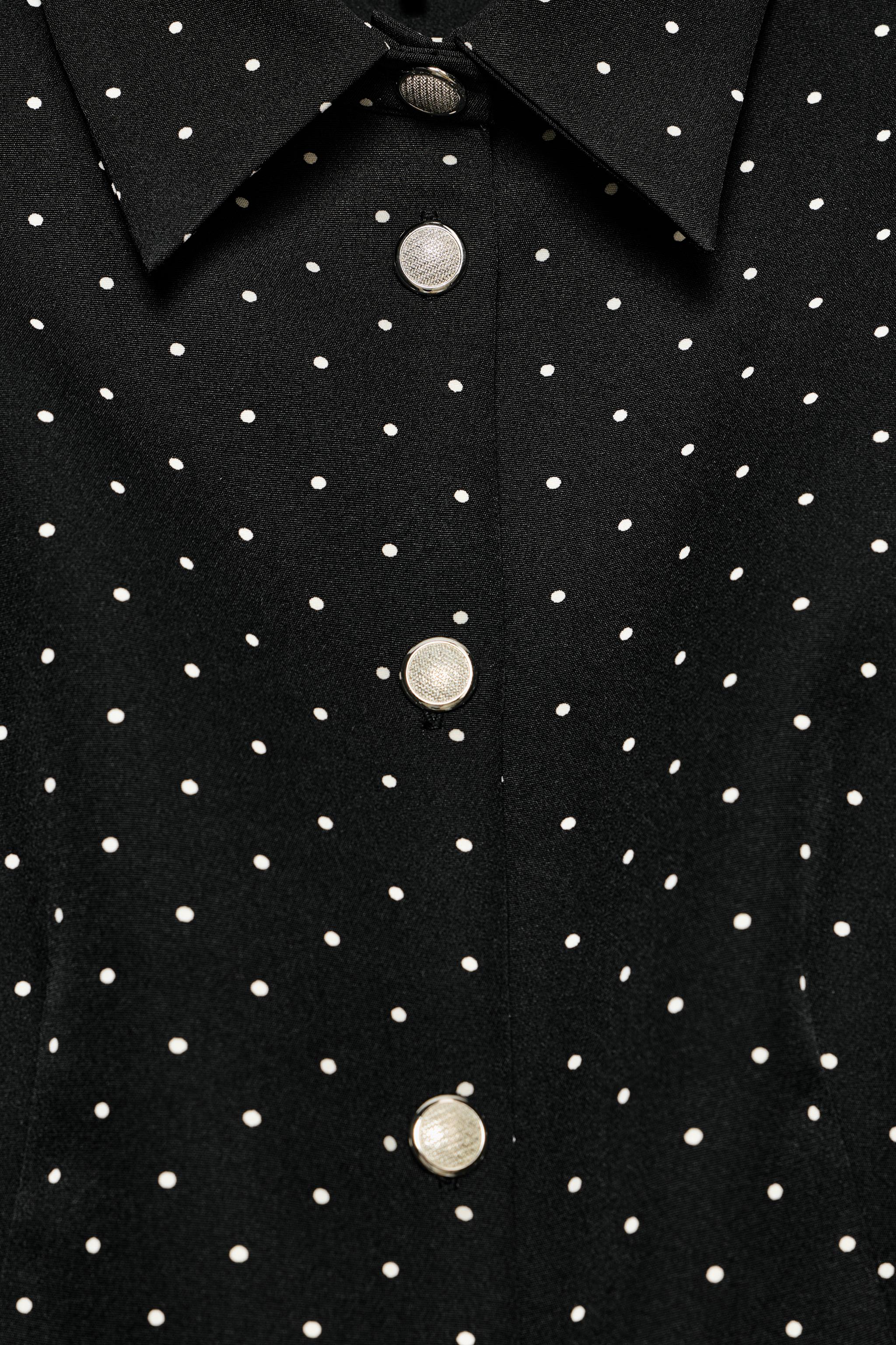 ドットプリントショートワンピース - ブラック/ホワイト | ZARA Japan
