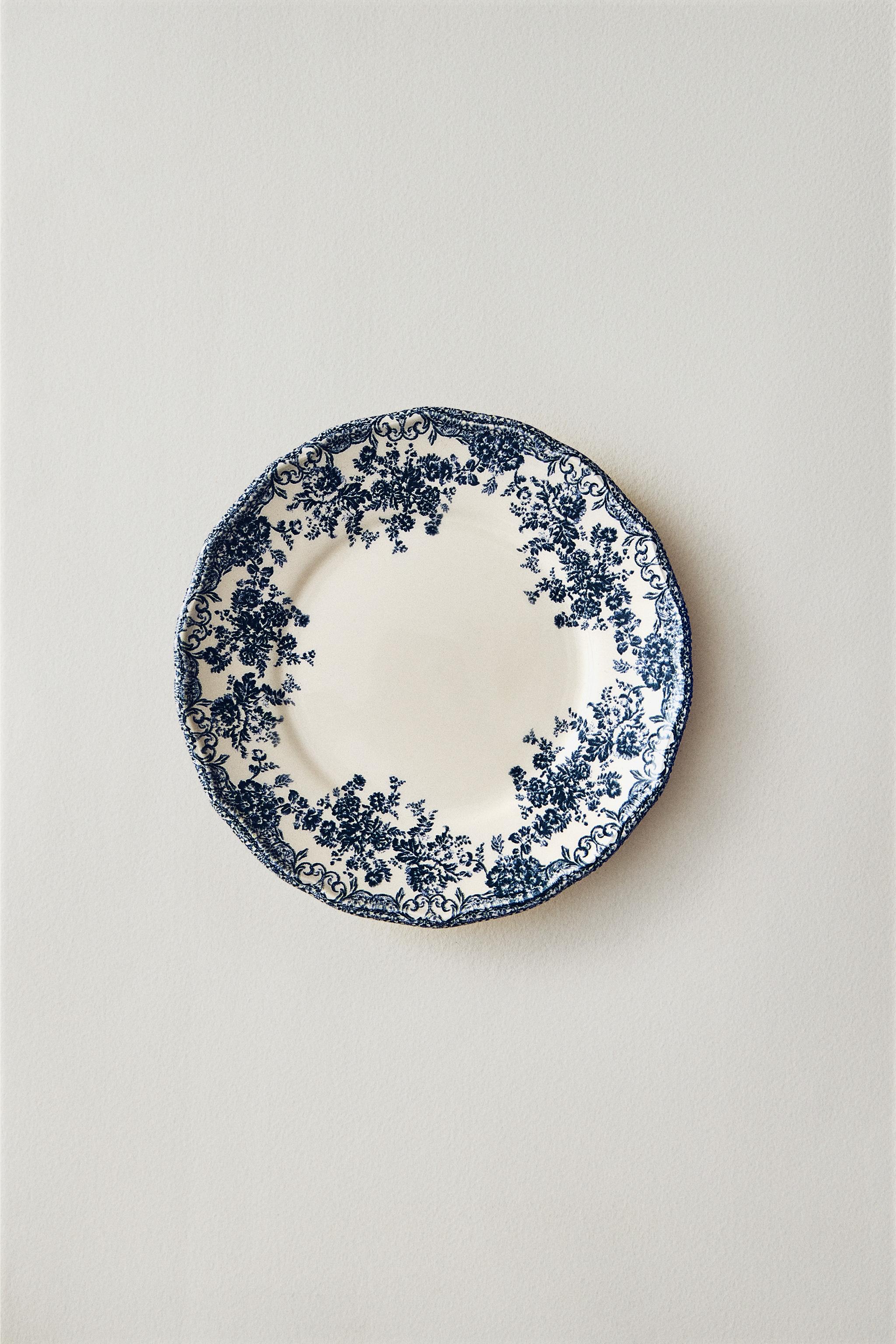 FLORAL EARTHENWARE SIDE PLATE - Blue | ZARA United States