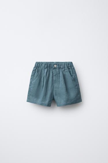 SHORT 100 % LIN - Bleu pétrole de Zara - Image 0