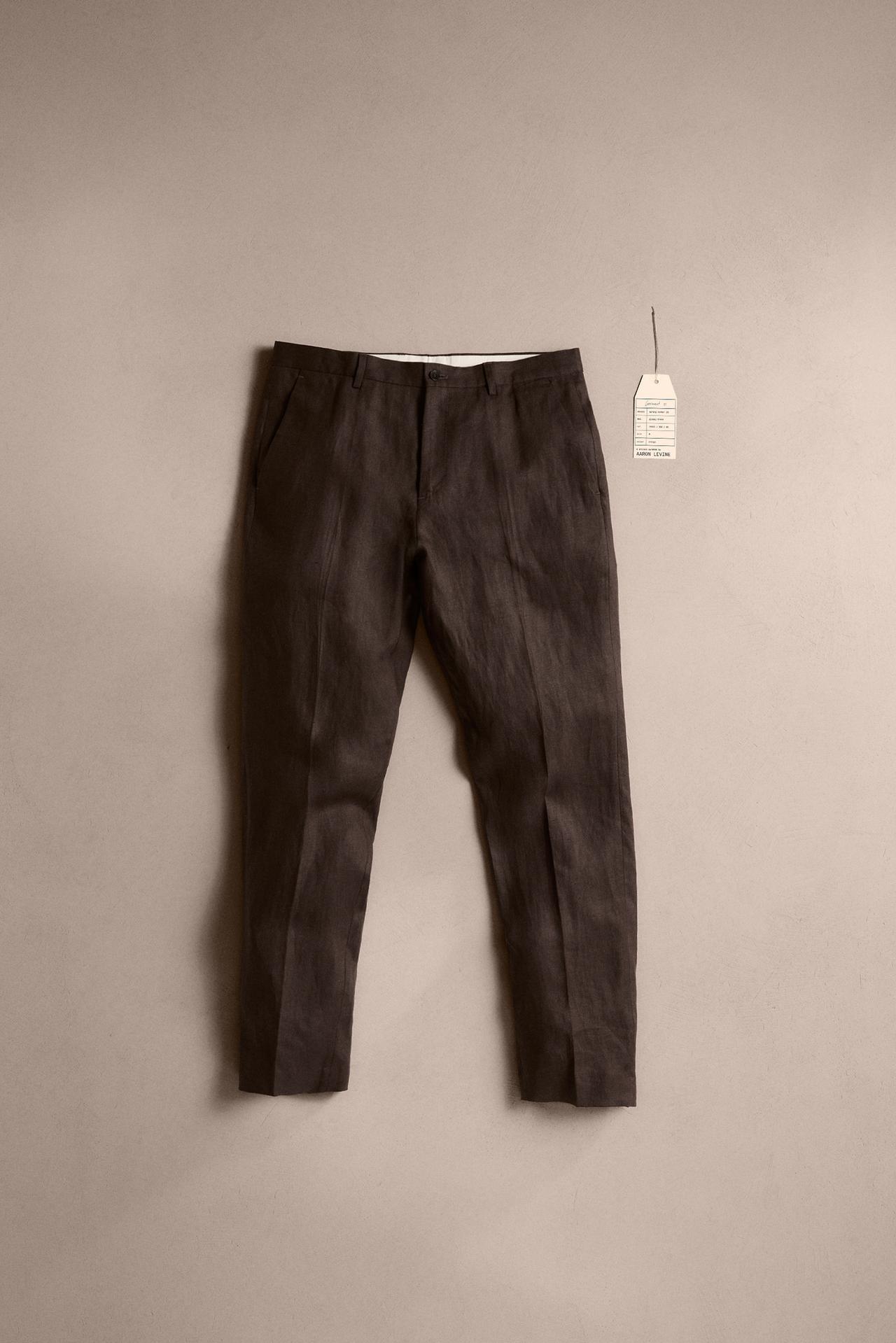 100% LINEN SUIT TROUSERS - Dark brown by Zara