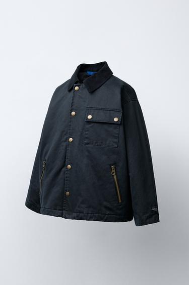 WAXED PARKA WITH POCKETS - Navy blue by Zara - Image 1