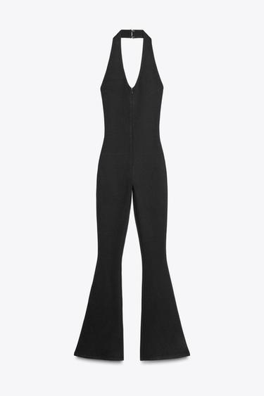 HALTER NECK INTERLOCK JUMPSUIT - Black by Zara - Image 0