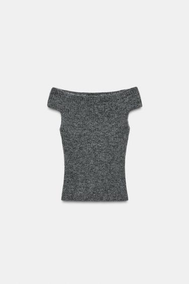 TOP PUNTO RIB - Gris antracita de Zara