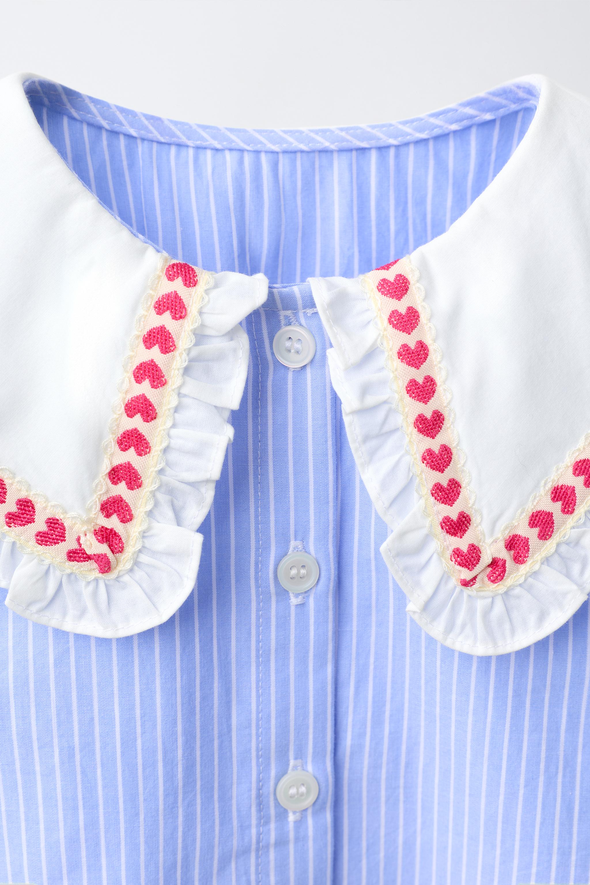Детские рубашки Zara STRIPED HEART PETER PAN COLLAR SHIRT — фото 3