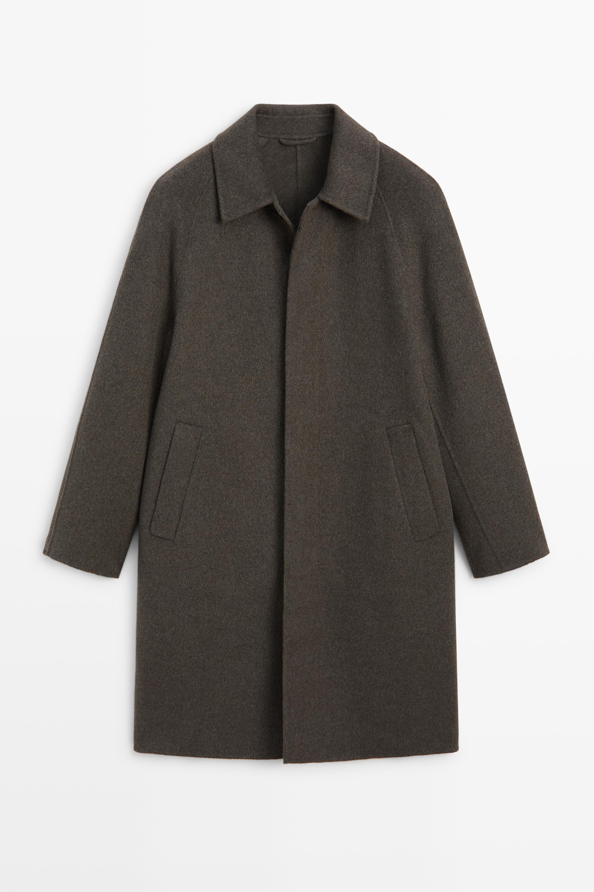 Manteau long tissu double laine mélangée