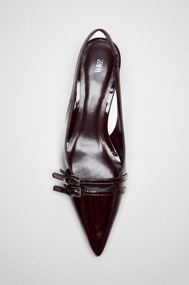 KITTEN HEEL SLINGBACK SHOES - Chocolate Brown by Zara