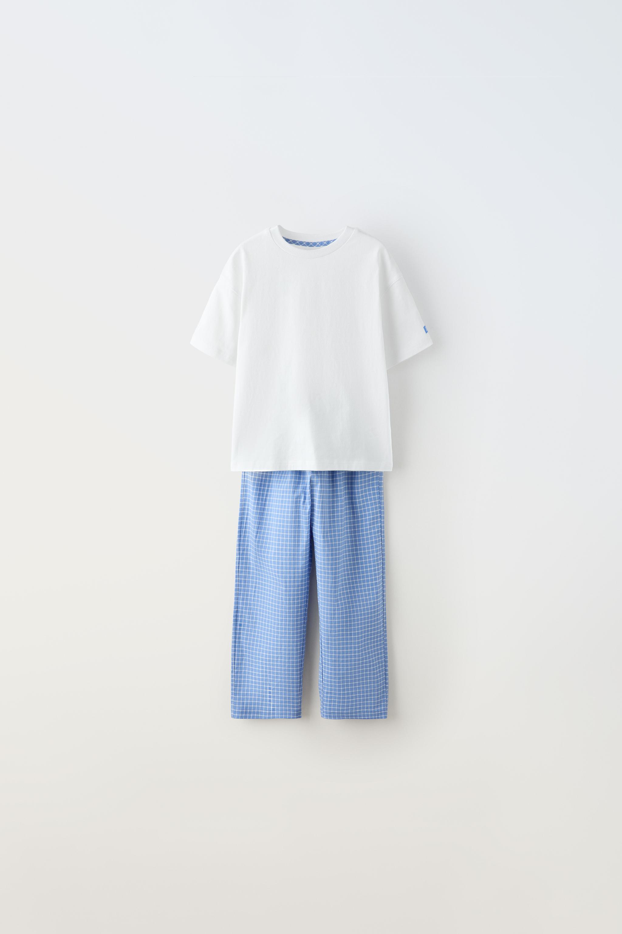 3-6 歳/ チェック パジャマ セットアップ - ブルー | ZARA Japan / 日本