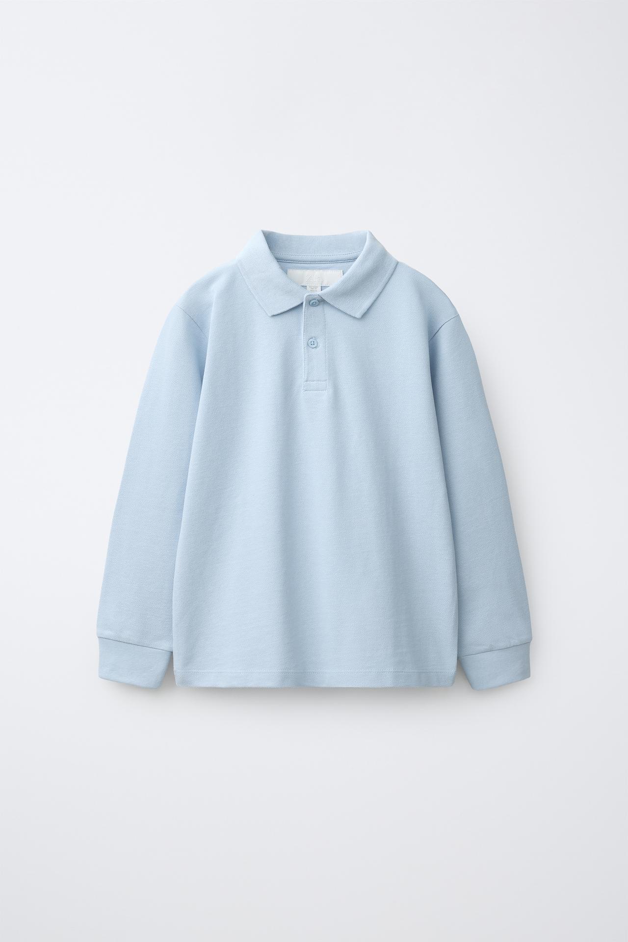 SOLID POLO SHIRT — Pastel blue