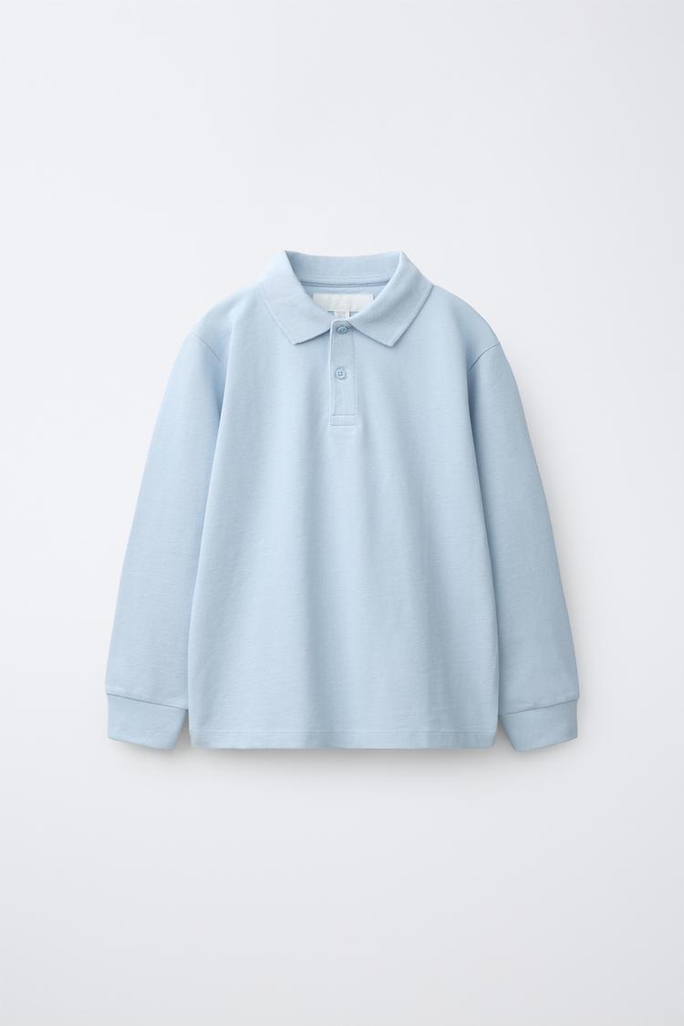 SOLID POLO SHIRT — Pastel blue
