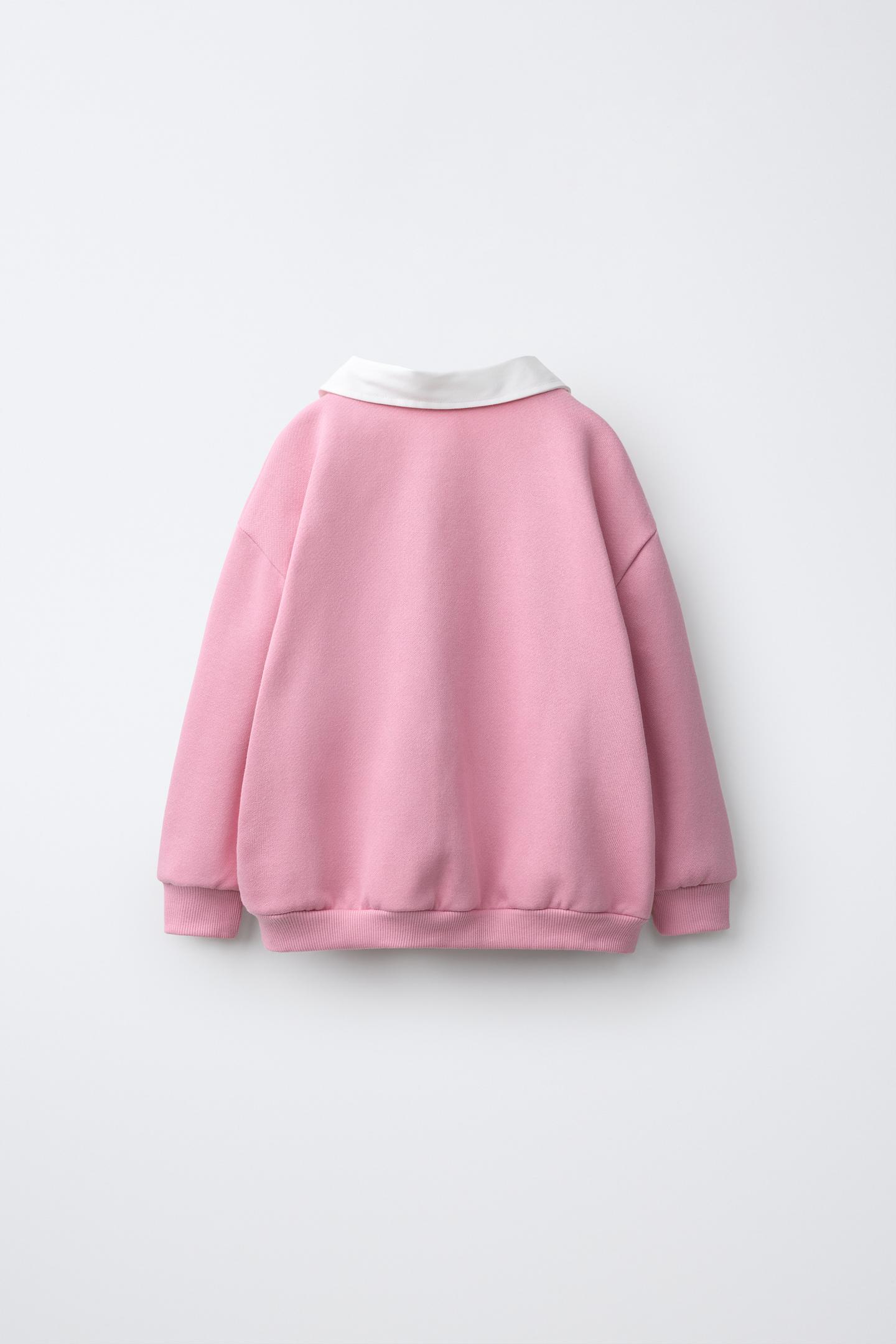 Детская толстовка Zara Hello Kitty © Sanrio Polo Sweatshirt, цвет: Выцветший розовый — фото 3