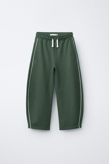 BARREL TROUSERS WITH CONTRAST TRIM - Khaki by Zara