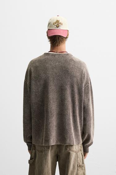WASHED BOUCLÉ SWEATER - Dark brown by Zara - Image 2