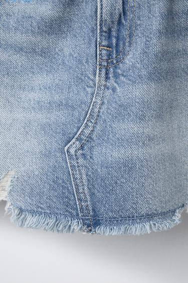 RIPPED FRAYED DENIM SKIRT - Blue by Zara - Image 3