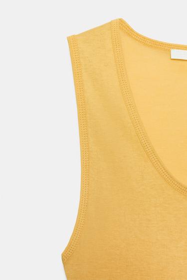 T-SHIRT SUPIMA® SANS MANCHES - Moutarde de Zara - Image 7