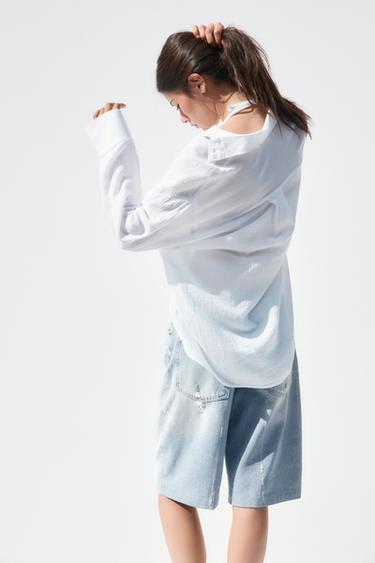 OVERSIZE GAUZE SHIRT - White by Zara - Image 3