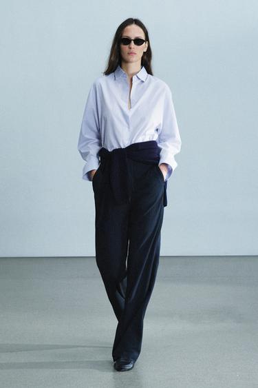 Zara ZW COLLECTION PINSTRIPE HIGH-RISE PANTS - striped - Image 0