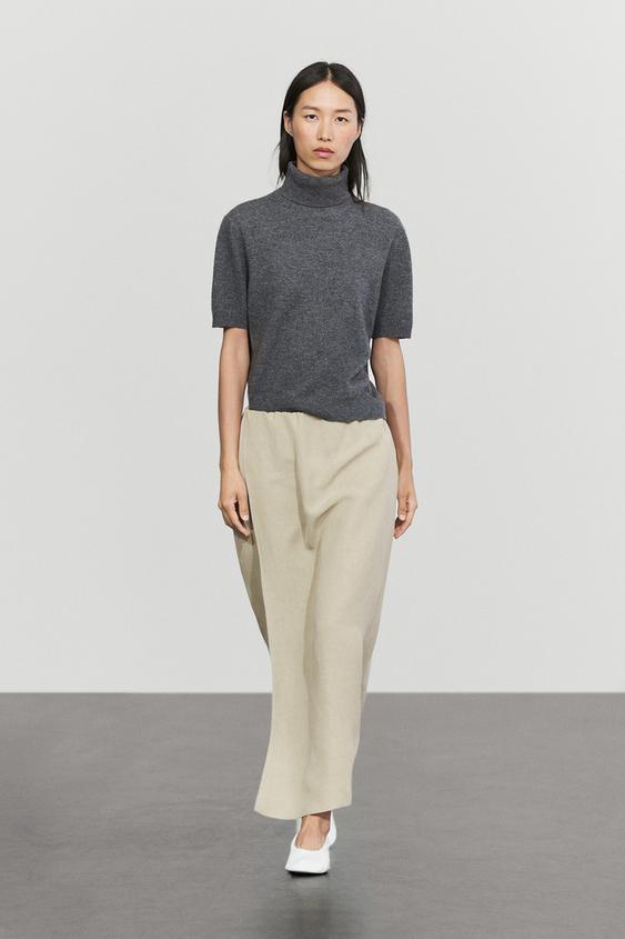 Zara Double-layer midi skirt - STUDIO - Light khaki - Image 0