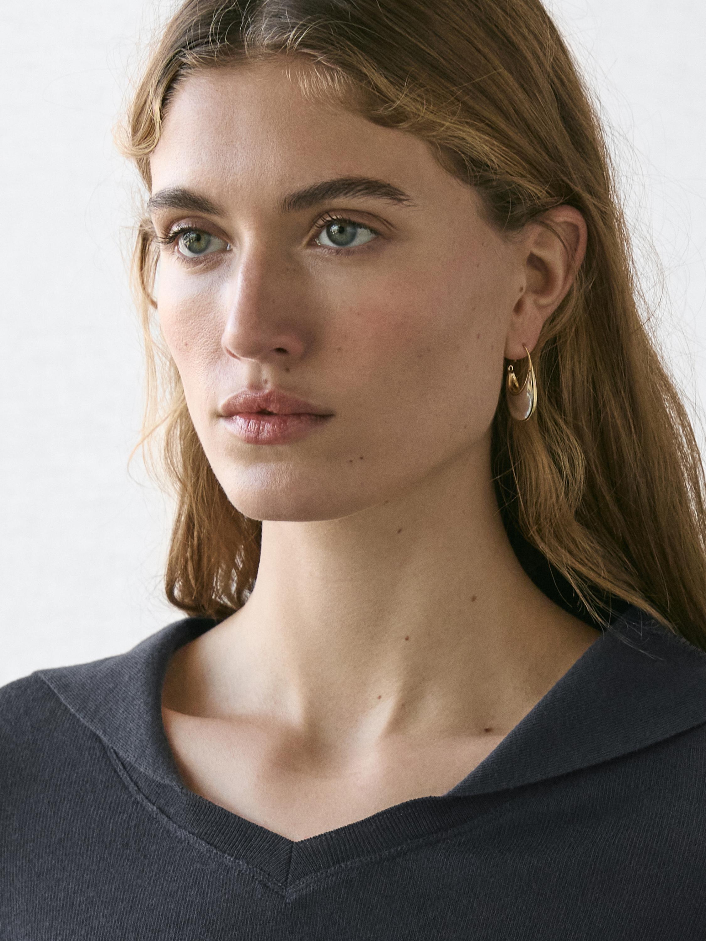 Long sleeve knit V-neck polo shirt